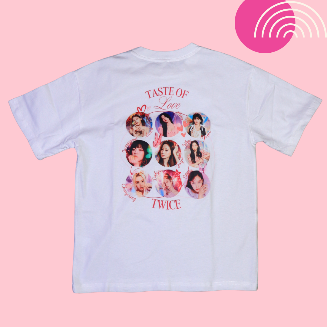 TWICE – Taste of Love OT9 Tee (White) - Image 3